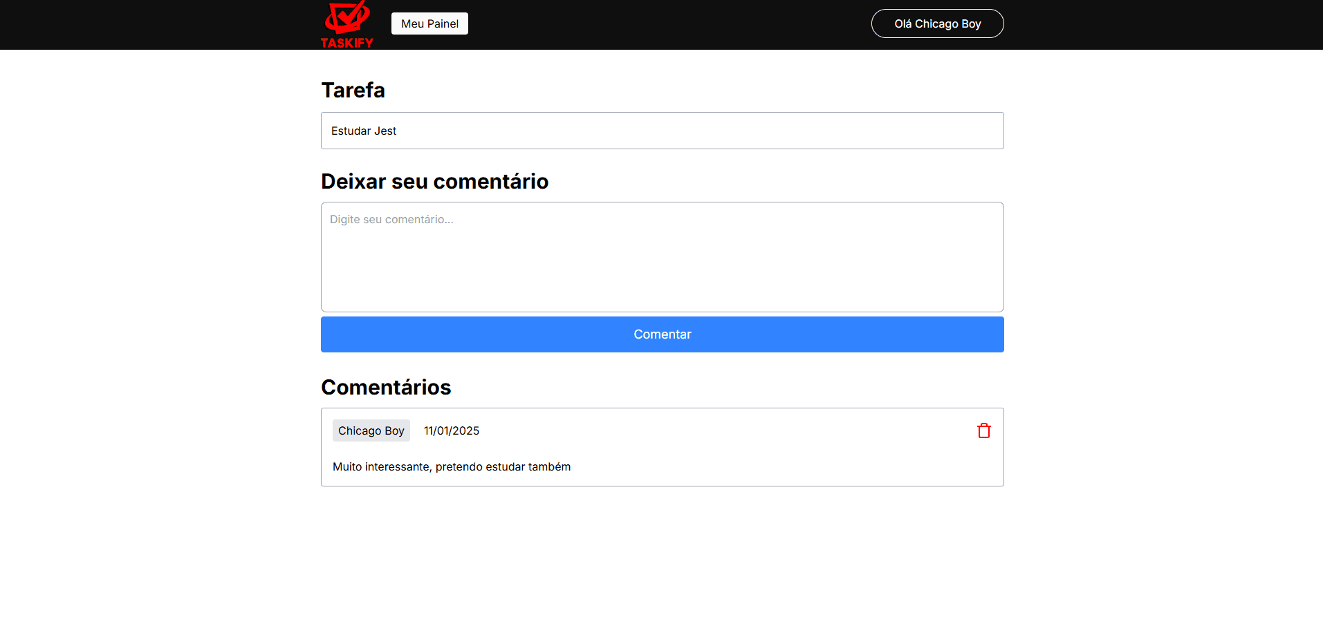 Taskify comment page preview