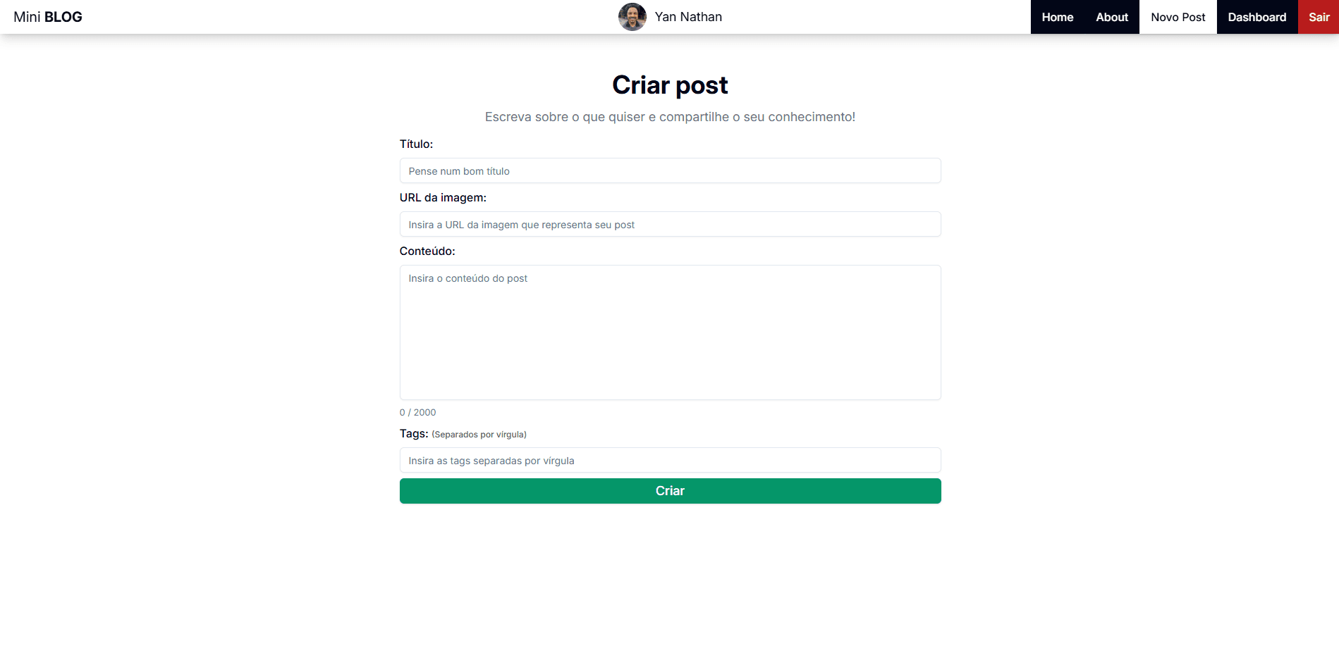 MiniBlog create post preview