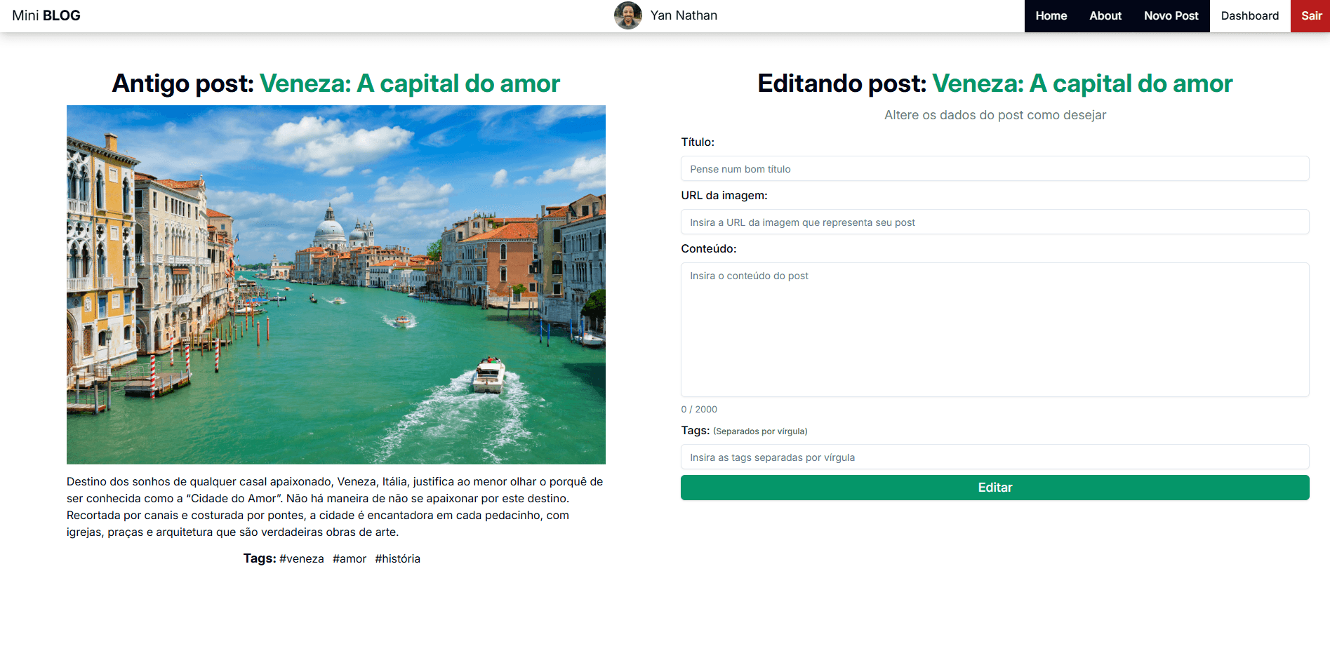 MiniBlog edit post preview