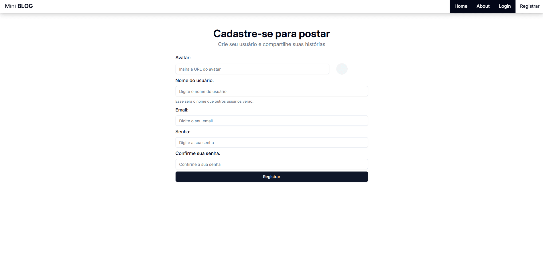 MiniBlog register preview
